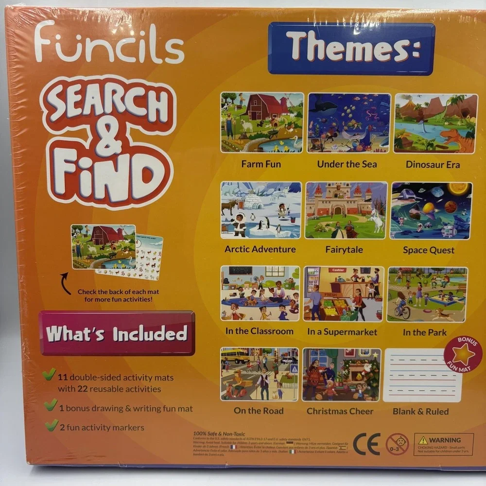 Funcils Search & Find Write & Wipe Activity Mats‎ Kids 3-5 Years New Sealed